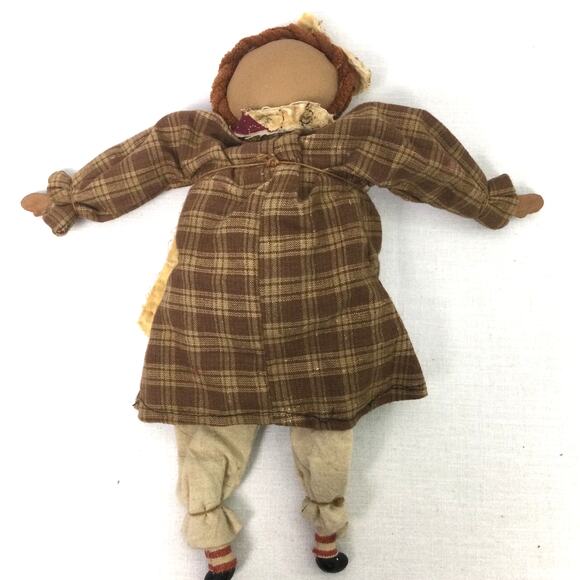 Vintage Handmade Collectible Primitive Folk Art Raggedy Ann Rustic 11" Rag Doll - Picture 7 of 13